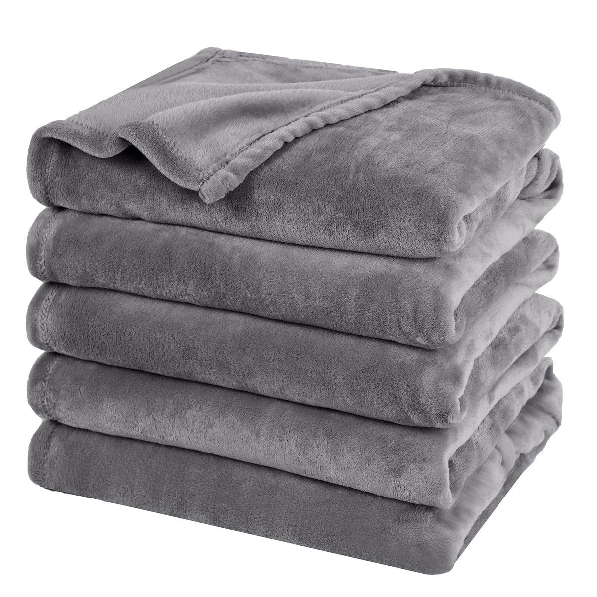 PHF Fleece Blanket Queen Size 90x90-300GSM Lightweight Airy Warmth, Khaki