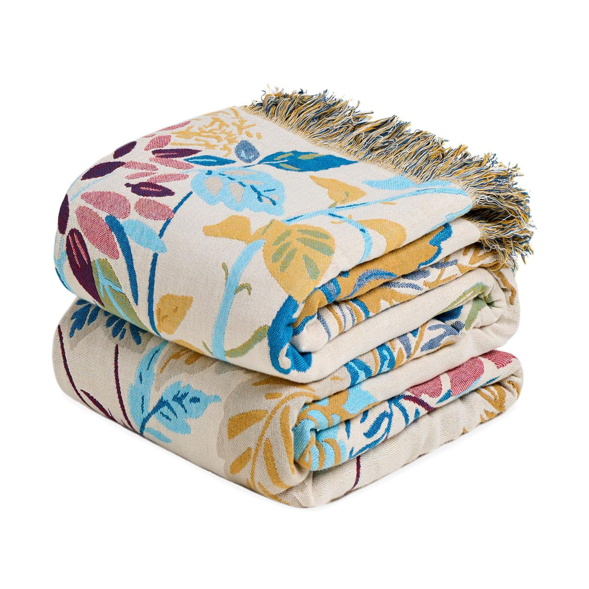 MSGKV Boho Fall Throw Blanket 60"x80" 100% Cotton Throw for Couch & Bed