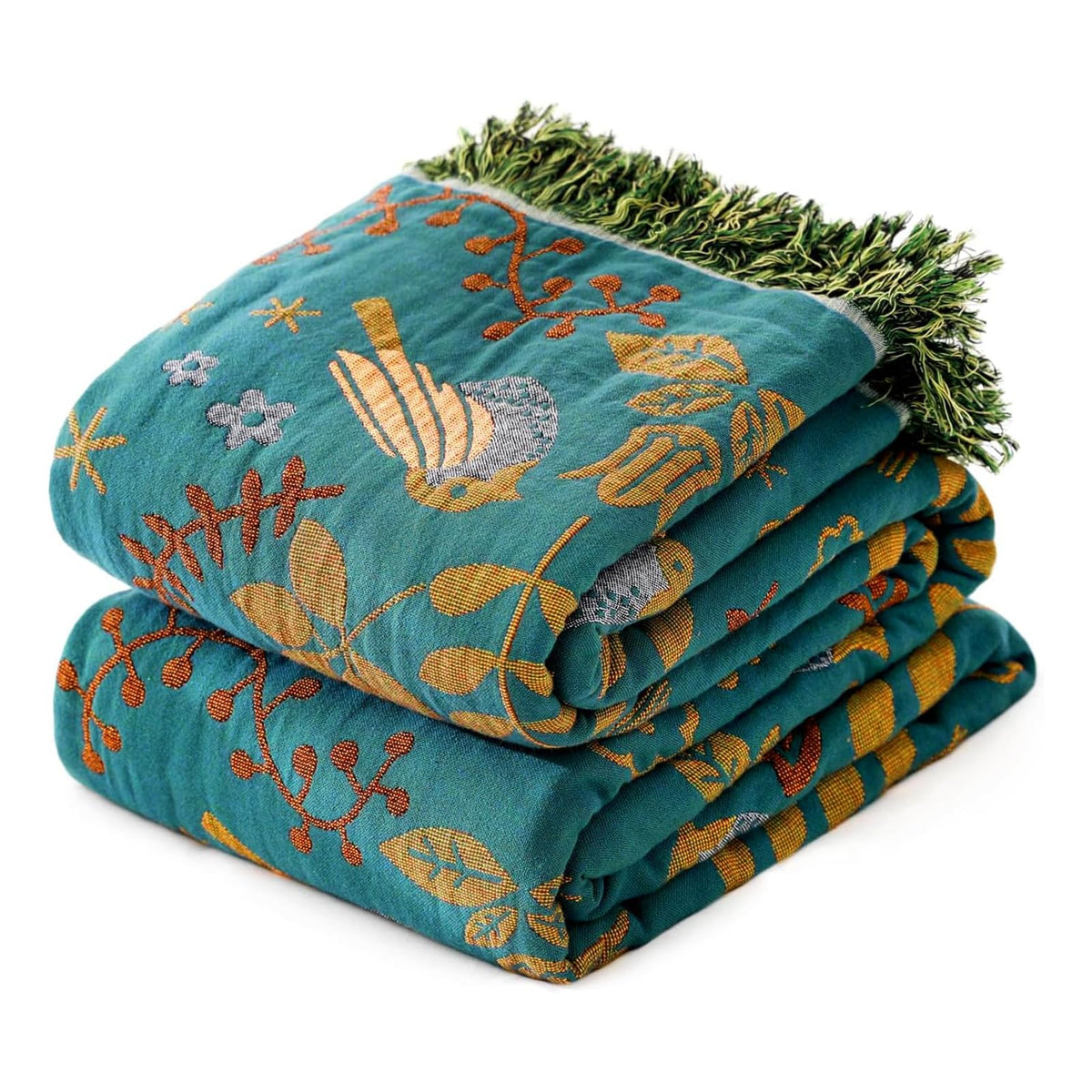 MSGKV Boho Fall Throw Blanket 60"x80" 100% Cotton Throw for Couch & Bed