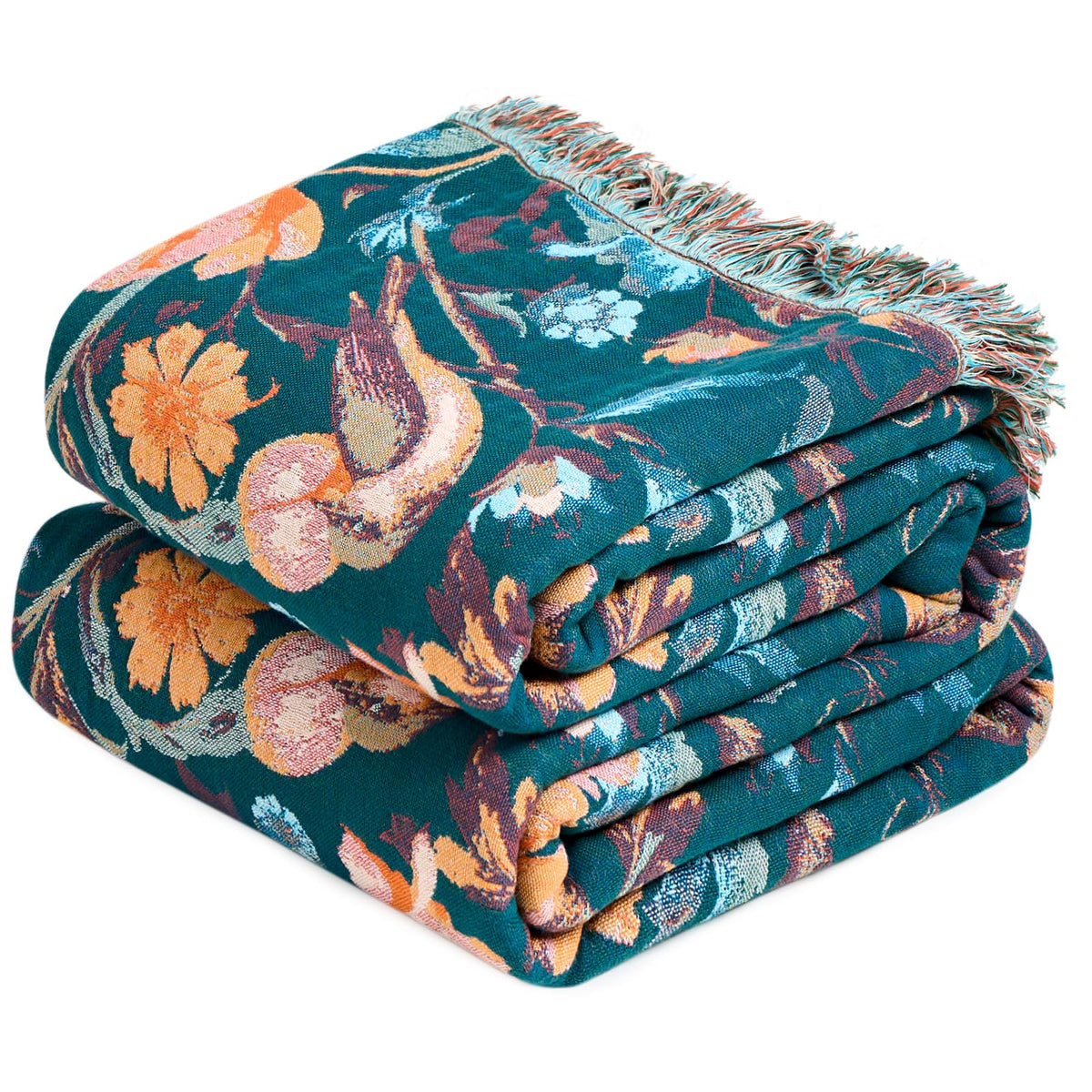 MSGKV Boho Fall Throw Blanket 60"x80" 100% Cotton Throw for Couch & Bed
