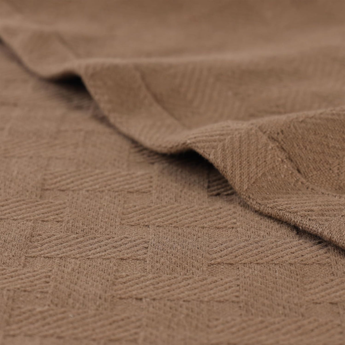 Superior Basketweave Cotton Blanket, Basket Weave Design, Soft, Comfy Cover for Bed, Bedding, Bedroom, Couch Throw, Lounging, Modern Boho Medium Weighted Blankets, Twin Size, Taupe