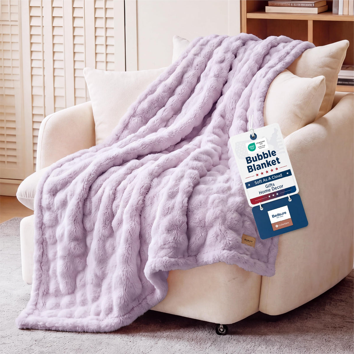 Bedsure Cloud Bubble Soft Throw Blanket, Room Decor Gifts, Pink 50"×60"