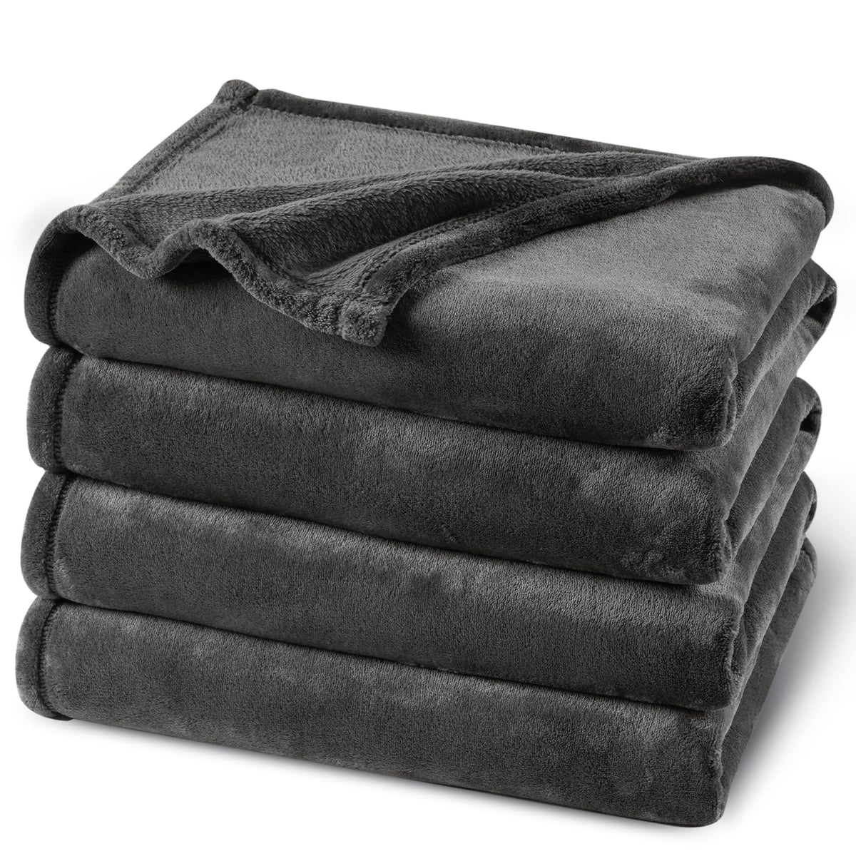 PHF Fleece Blanket Queen Size 90x90-300GSM Lightweight Airy Warmth, Khaki