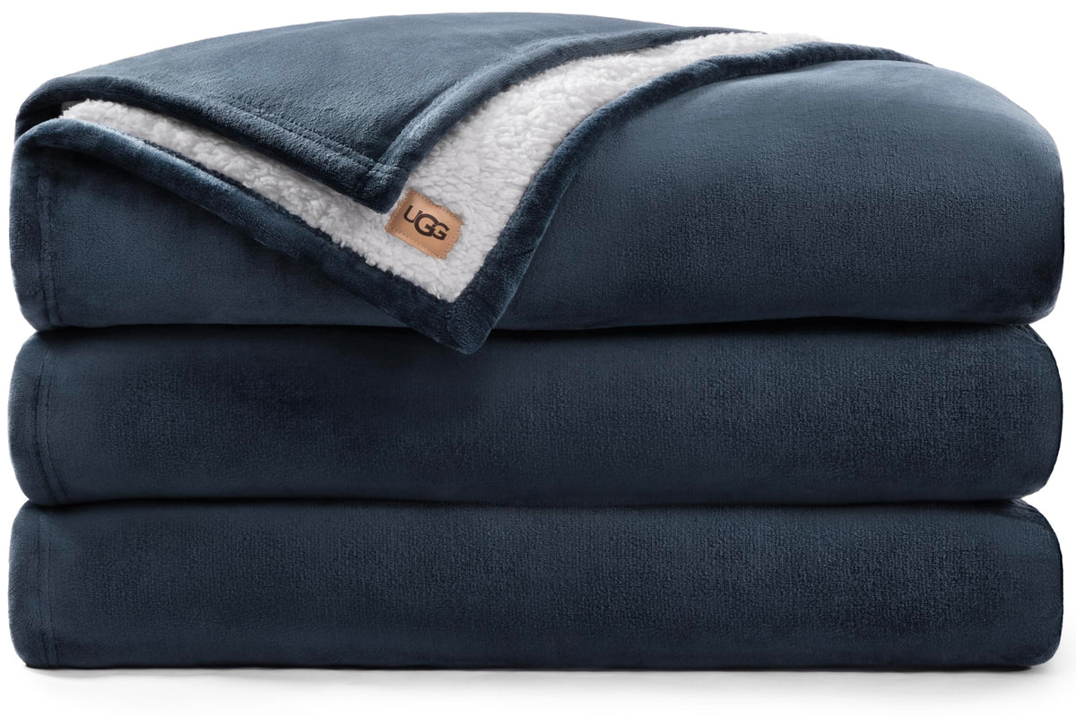 UGG Nita Throw Blanket for Couch, Plush Luxury Fleece, 50" x 70", White