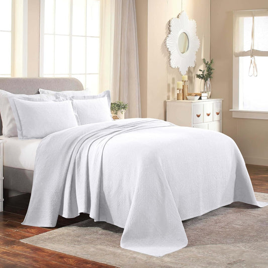 SUPERIOR Cotton Bedspread Jacquard Woven Matelasse Bedding, Full, Charcoal