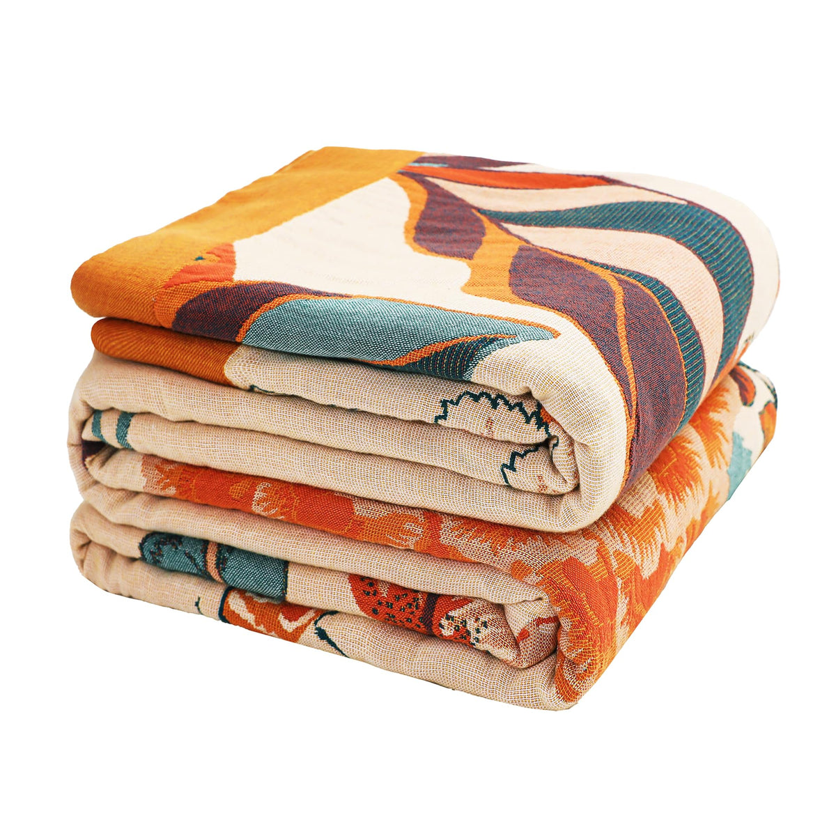 VANJOROY Boho Throw Blanket, 100% Organic Cotton 50x60 for Couch Bed, Beige