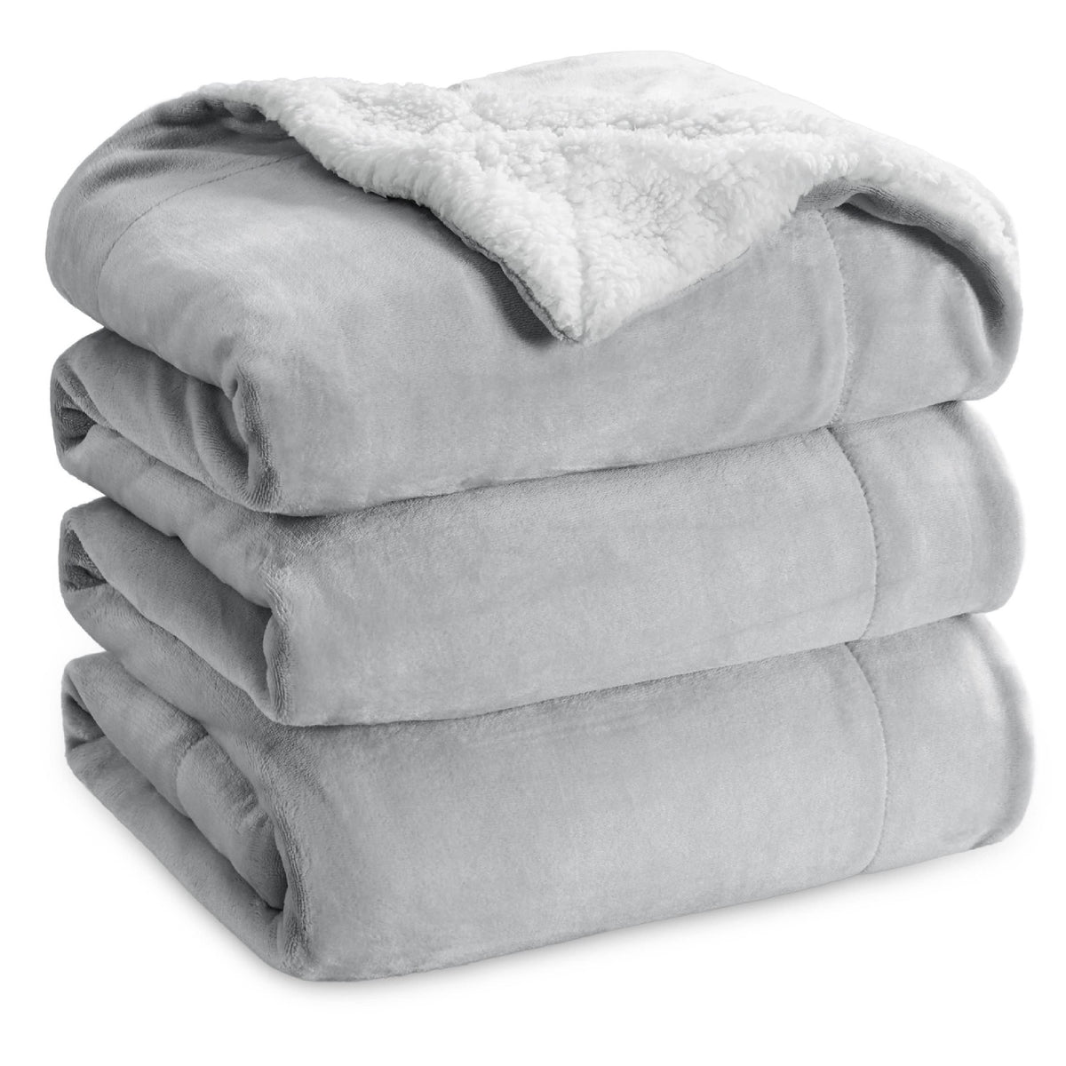 Bedsure GentleSoft Sherpa Fleece Throw Blanket for Couch, Non-Heated, Thick & Warm Cozy Comfort Blanket for Winter Fall, Soft Fuzzy Plush Throw Gifts for Women and Men, Grey, 50x60 Inches