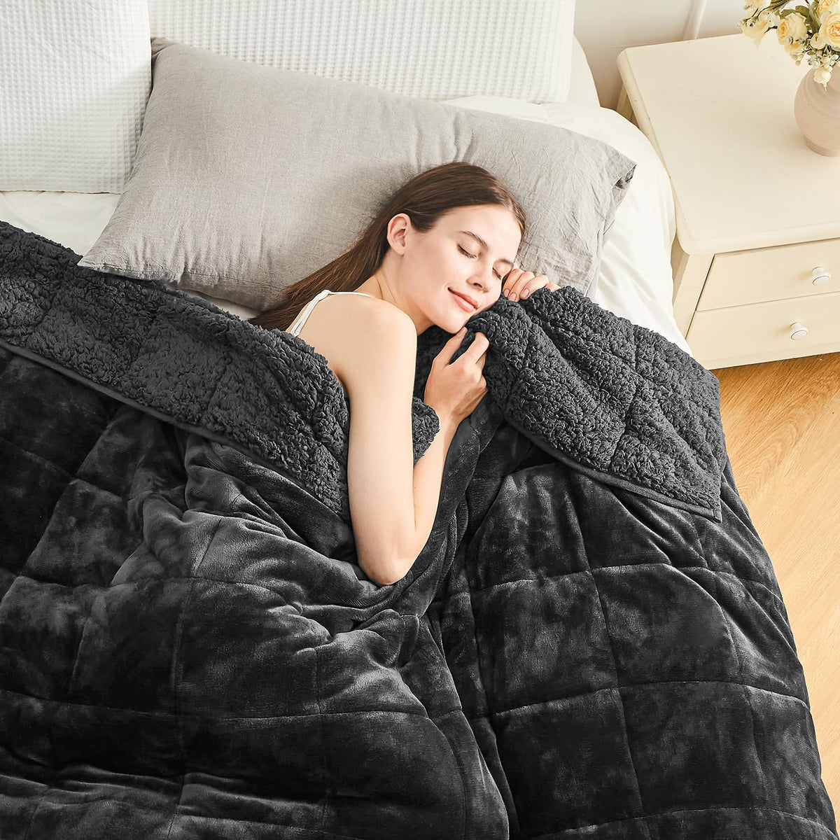 Cottonblue Pink Weighted Blanket Queen Size 15lbs for Adults 60x80in Soft