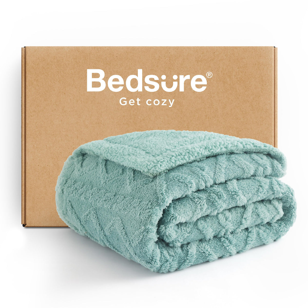 Bedsure Sherpa Fleece Blanket, Cable Jacquard Tufted, Warm, Throw, Grey
