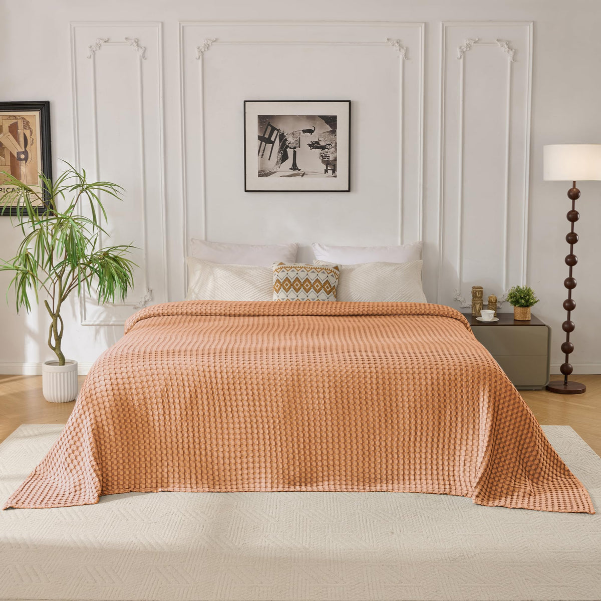 Light Waffle Weave Blanket 45x60, Small Breathable Blanket Throw for Couch