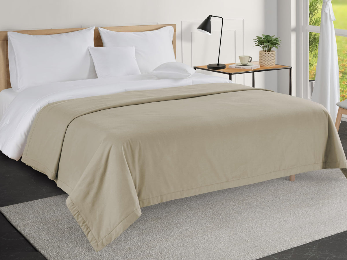LANE LINEN Blankets Queen Size, 100% Cotton 300 GSM Waffle Textured - White