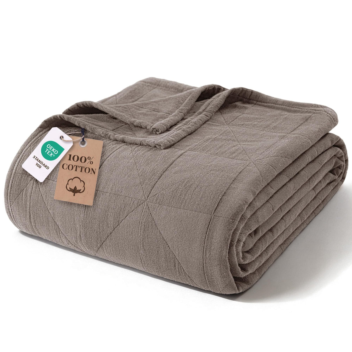 Exclusivo Mezcla 4-Layer 100% Cotton Muslin Queen Size Blanket, Khaki