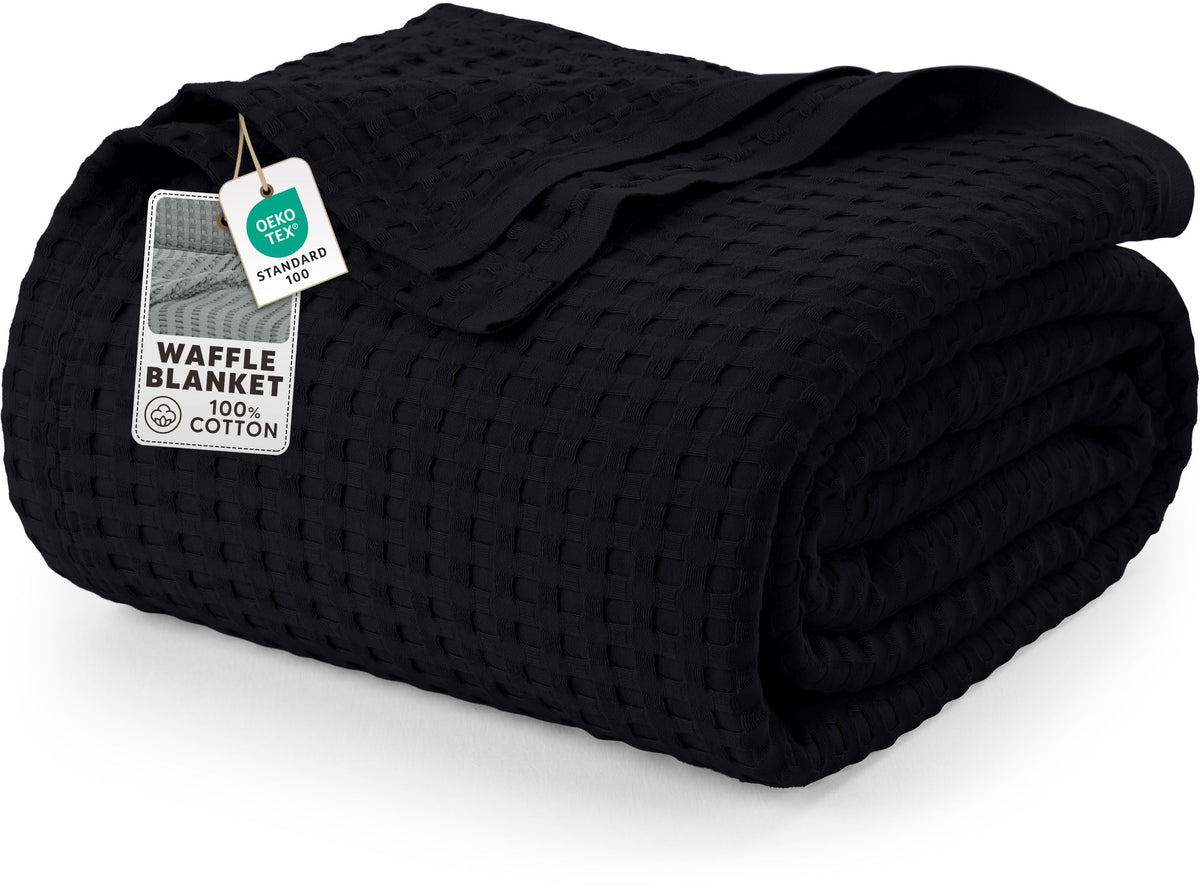 Utopia Bedding 100% Cotton Waffle Blanket Queen Size White, 90x90 Inch