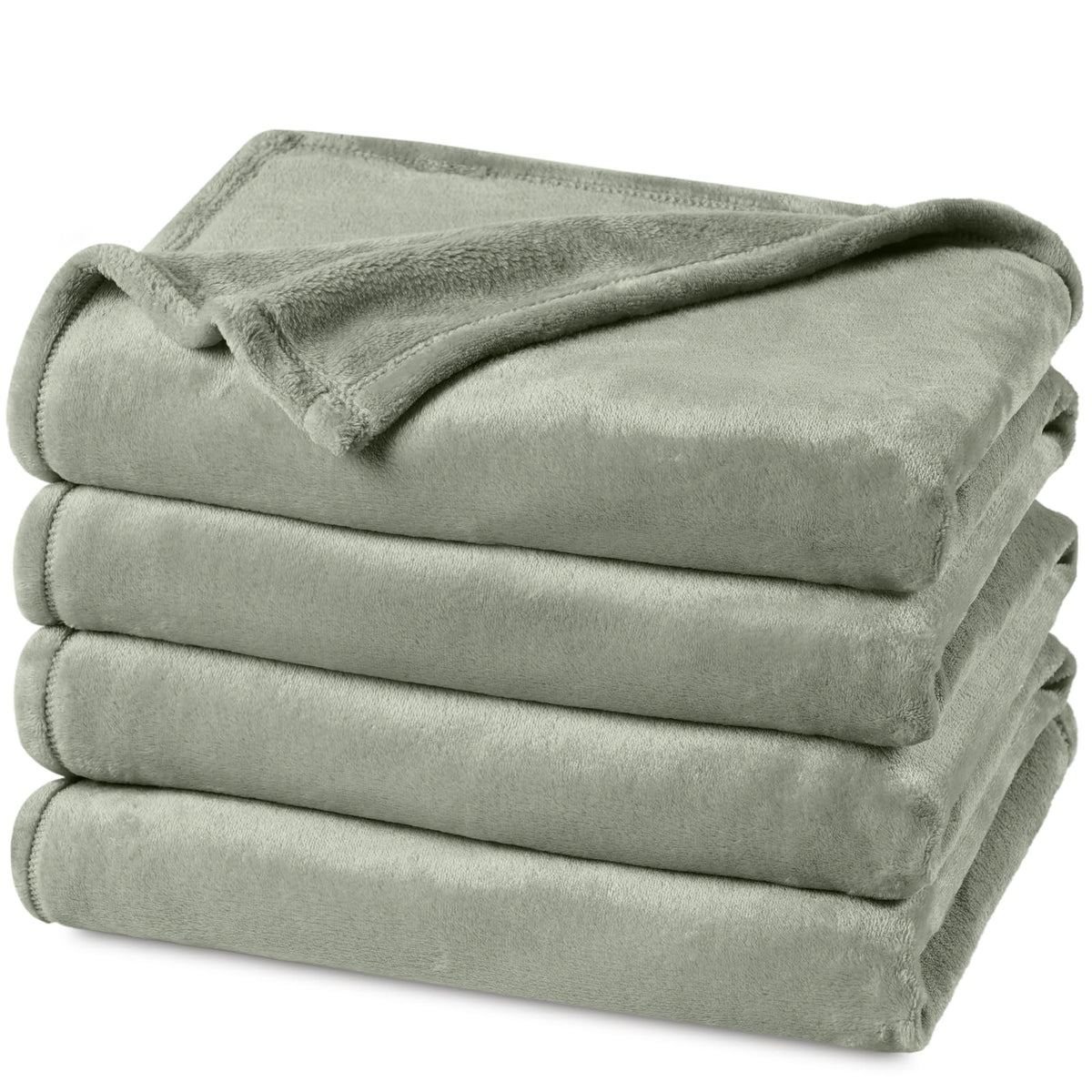 PHF Fleece Blanket Queen Size 90x90-300GSM Lightweight Airy Warmth, Khaki