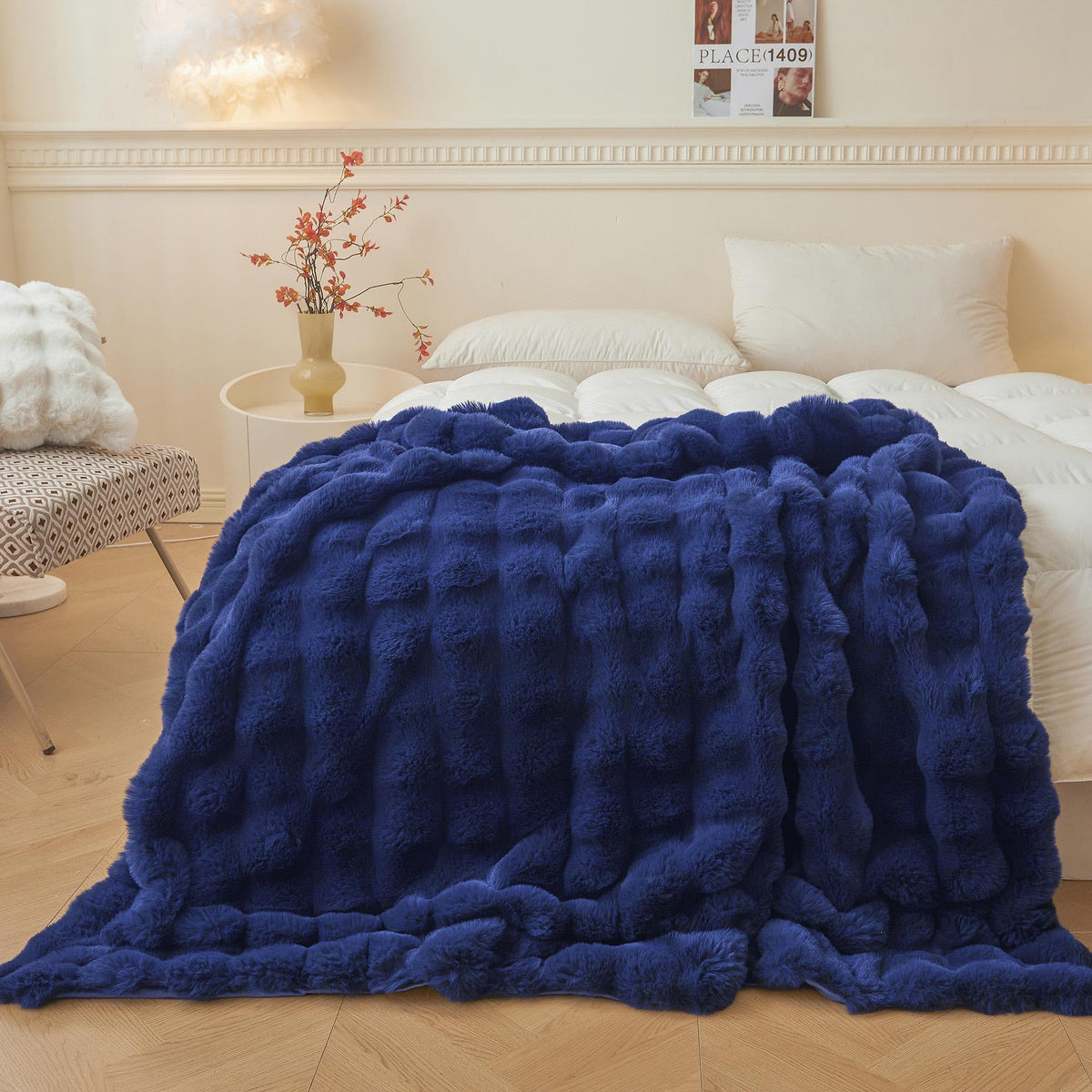 LIFEREVO Luxury Fluffy Faux Rabbit Fur Throw Blanket 50x60, Rainbow