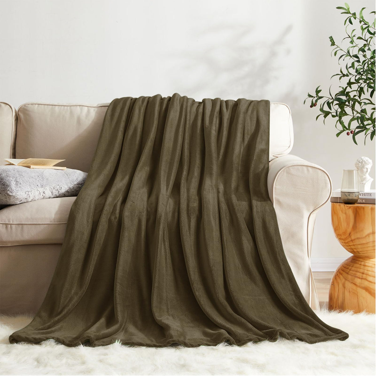 KMUSET Fleece Blanket Throw Size Dark Grey Lightweight Super Soft Cozy Fuzzy Bed Blankets Microfiber Factory Shop