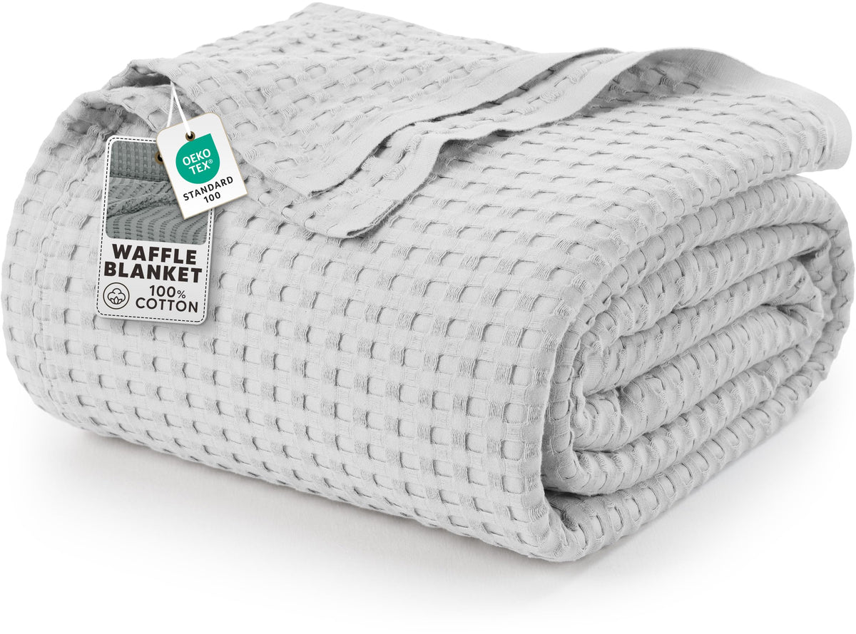 Utopia Bedding 100% Cotton Waffle Blanket Queen Size White, 90x90 Inch