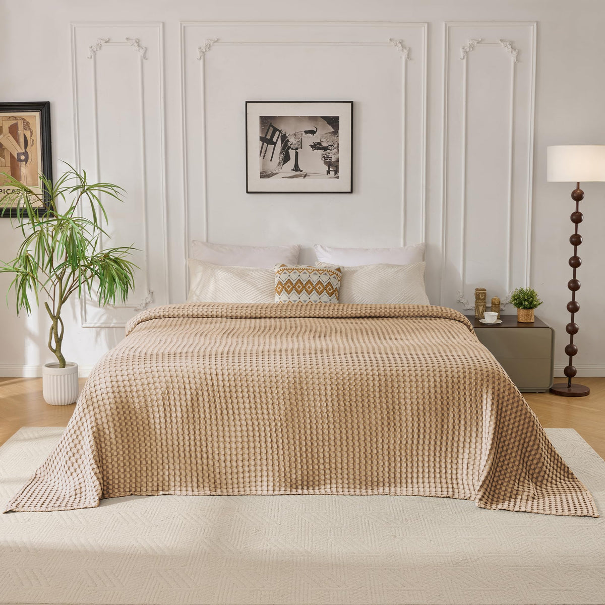 Light Waffle Weave Blanket 45x60, Small Breathable Blanket Throw for Couch