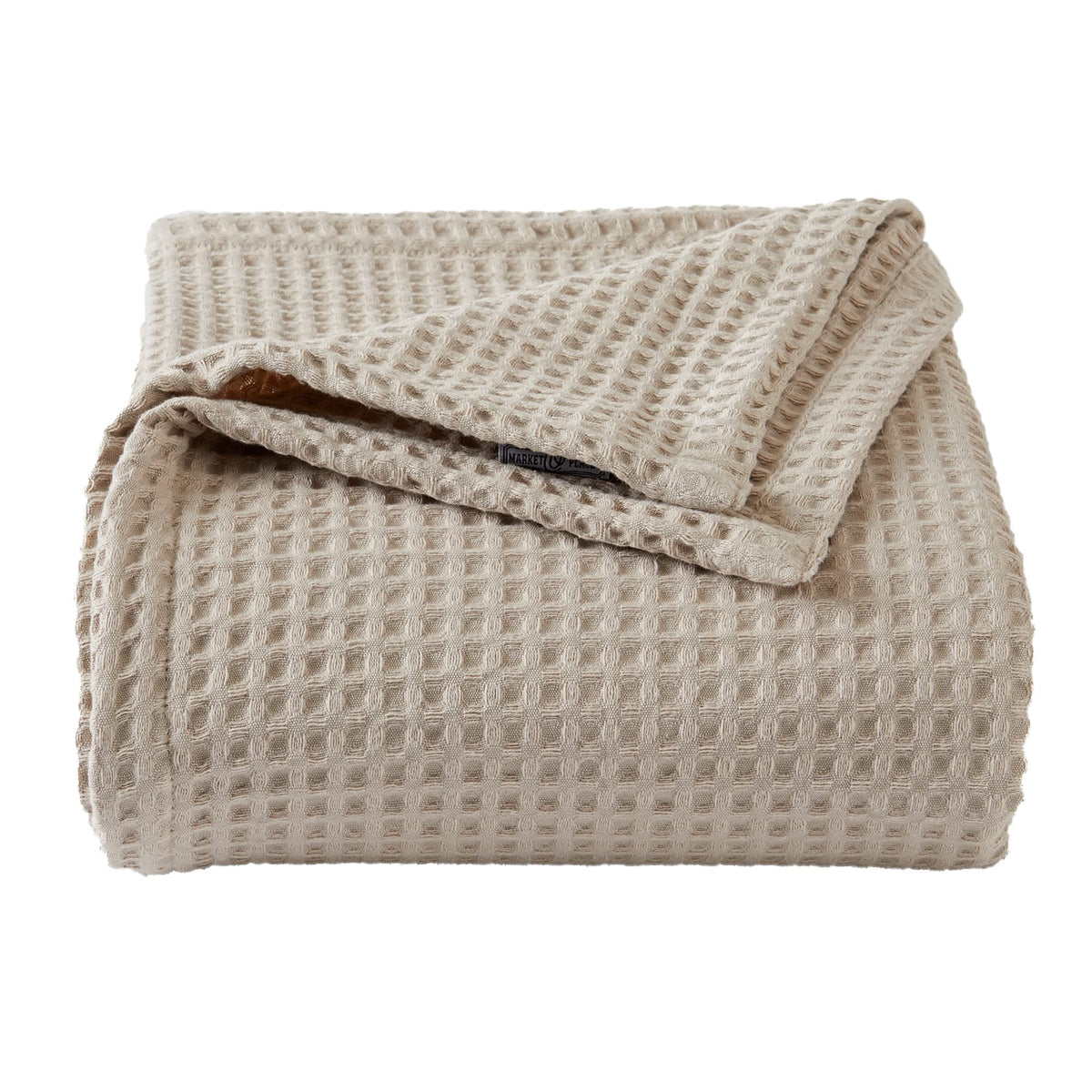 100% Cotton Waffle Weave Bed Blanket | Soft, Breathable, and Lightweight Blanket for All-Season | Perfect for Layering | Brielle Collection (Full/Queen, Linen)