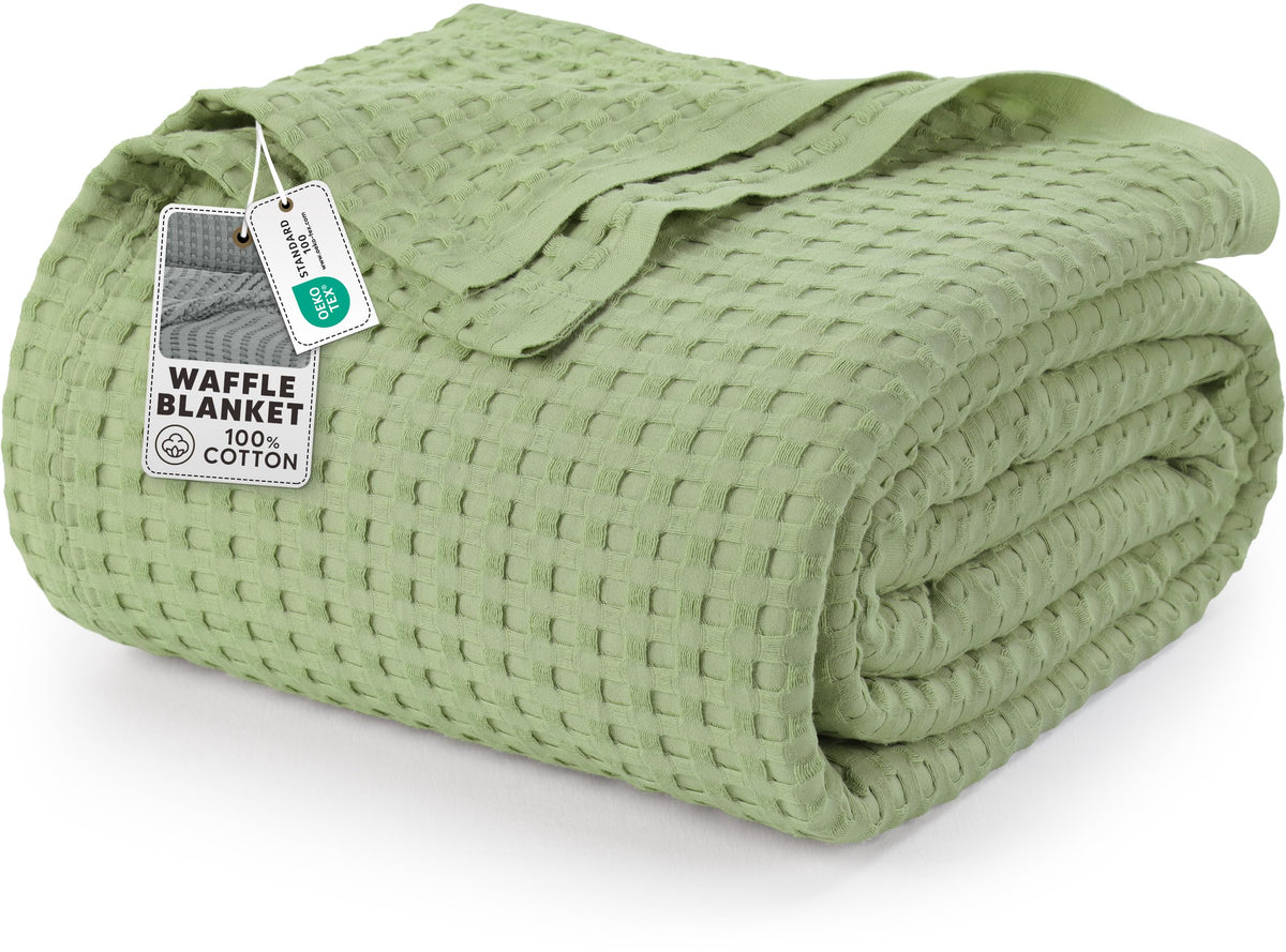 Utopia Bedding 100% Cotton Waffle Blanket Queen Size White, 90x90 Inch