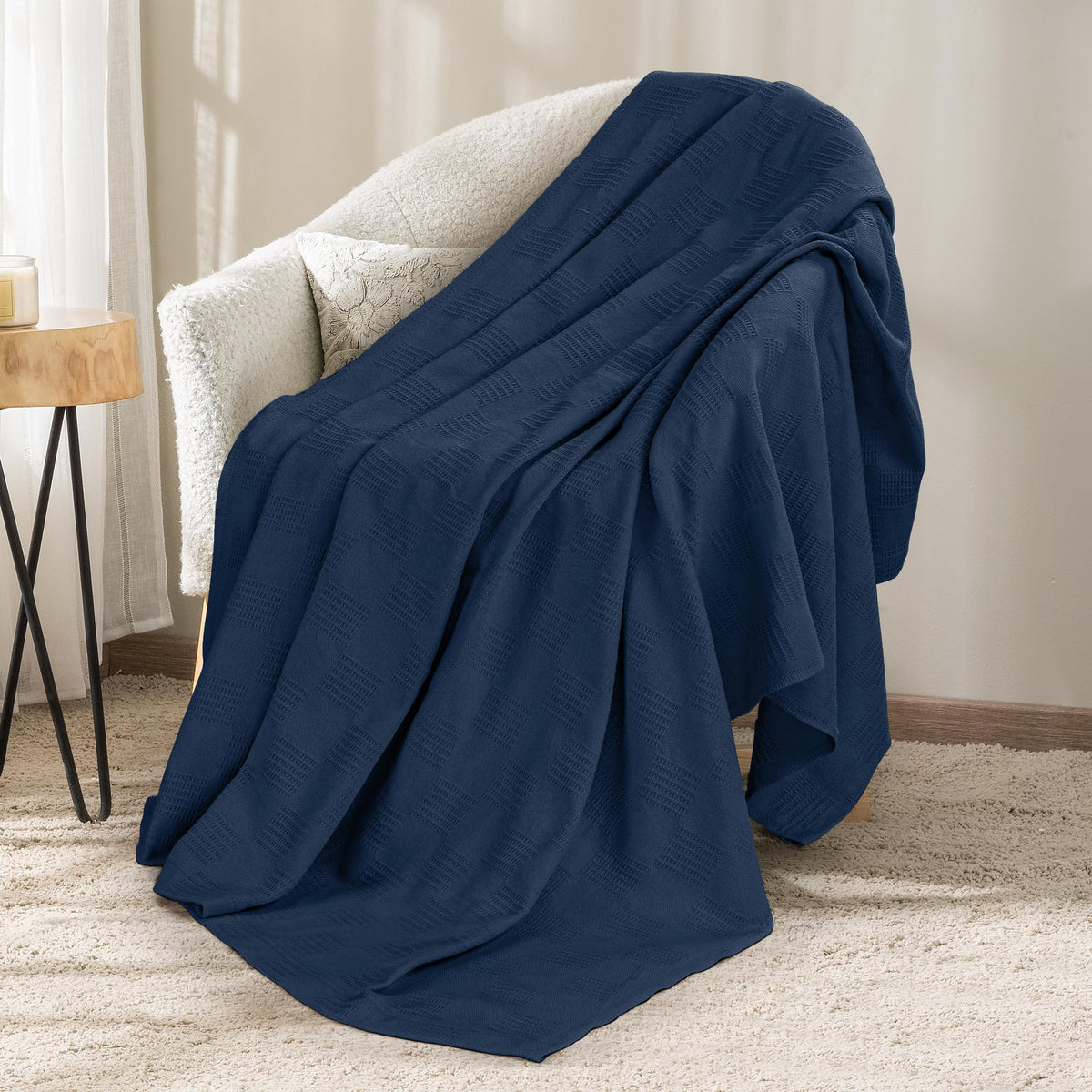 Utopia Bedding 100% Cotton Thermal Blanket Khaki Throw, 50x60 Inches