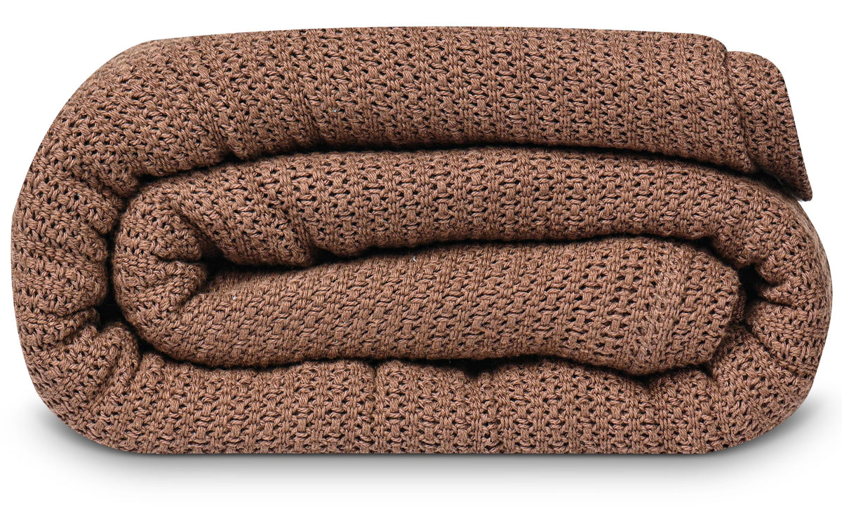 Linteum 100% Cotton Open-Cell Leno Weave Blanket — Breathable All Season — Queen 90x90 — Rose