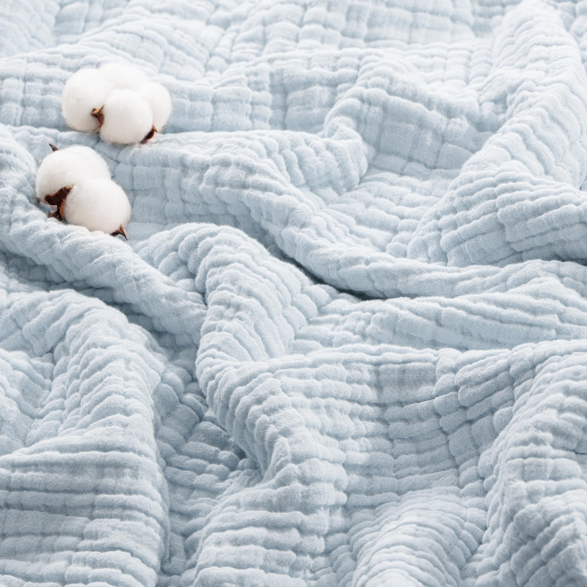 Exclusivo Mezcla 100% Cotton 6-Layer Muslin Throw Blanket, Khaki