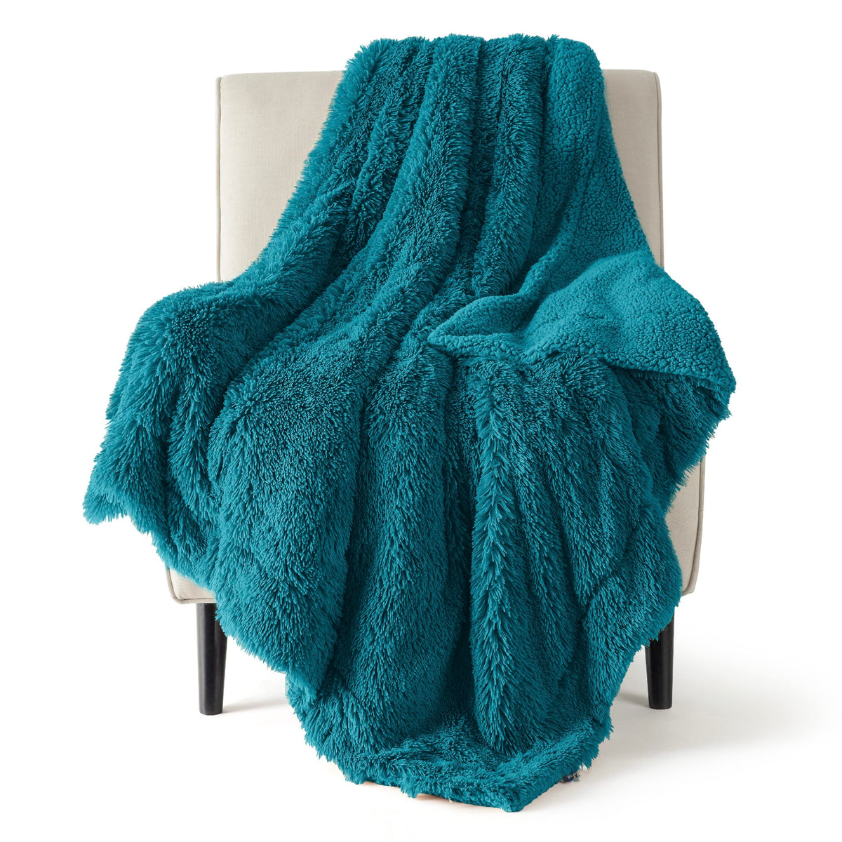 Bedsure Faux Fur Fluffy Fleece Sherpa Blanket Couch Throw Grey 50"x60"