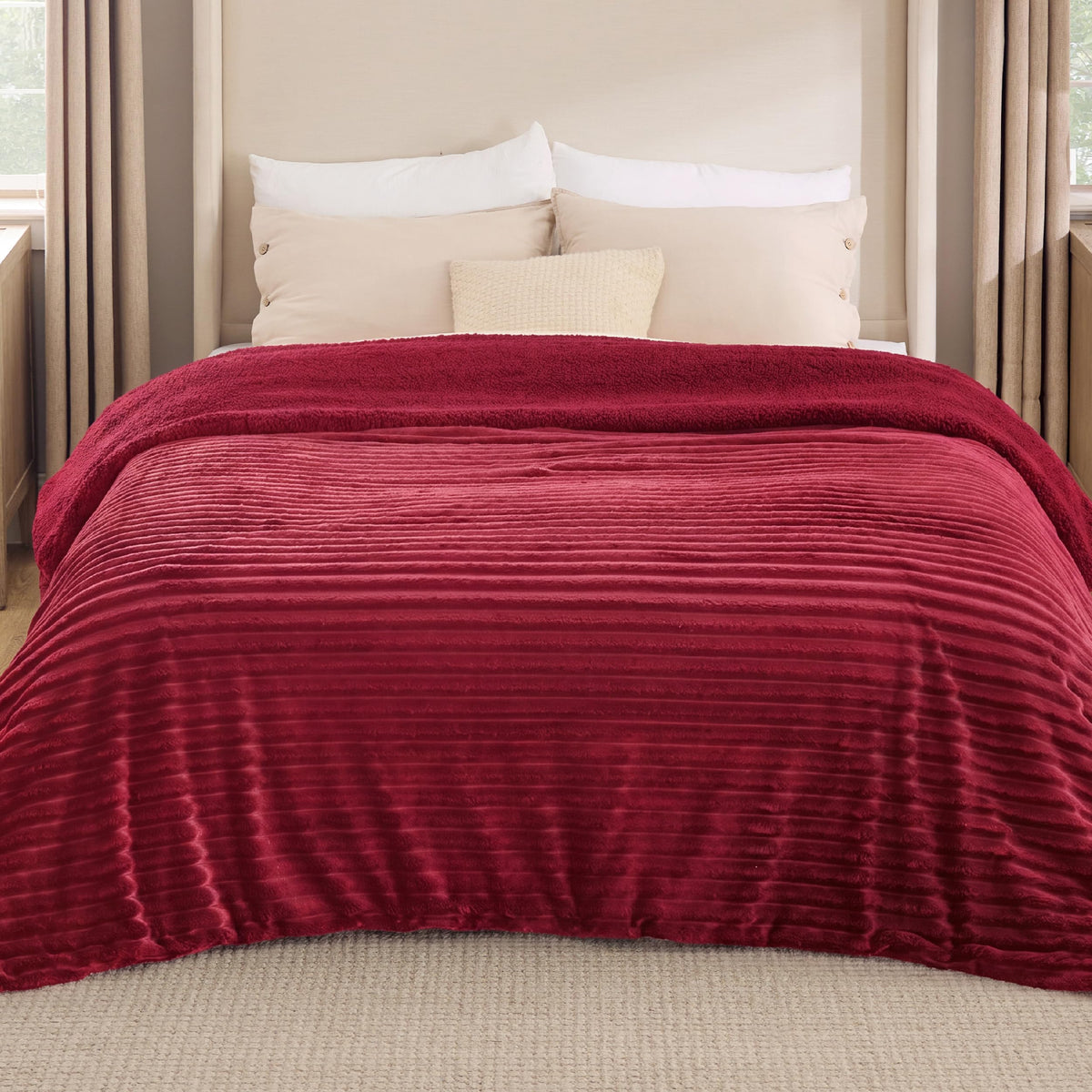 Bedsure Soft Sherpa Blanket Fluffy Throw Gift Beige 50"x60"
