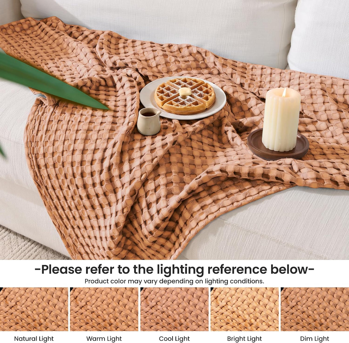 Light Waffle Weave Blanket 45x60, Small Breathable Blanket Throw for Couch
