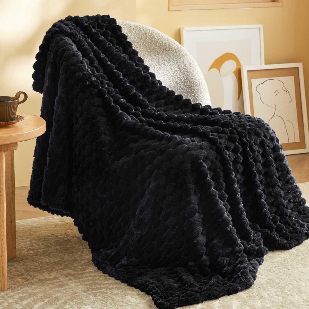 Bedsure Pink Throw Blanket for Couch - 350GSM Fluffy Plush Bubble Blanket for Bed Home Room Decor, GentleSoft Cute Fleece Soft Cozy Gifts for Women Girls, 50x60 Inches