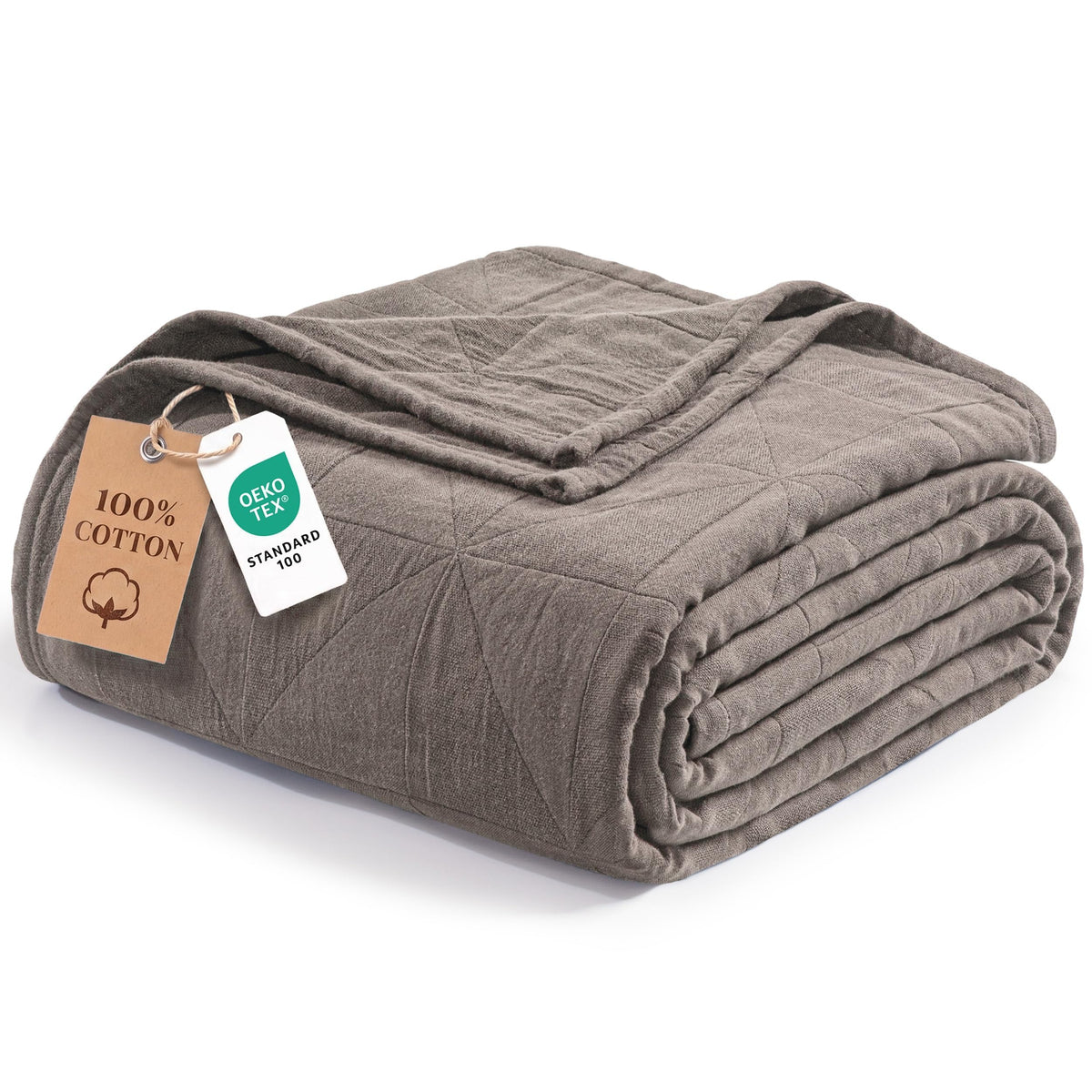 Exclusivo Mezcla 4-Layer 100% Cotton Muslin Queen Size Blanket, Khaki