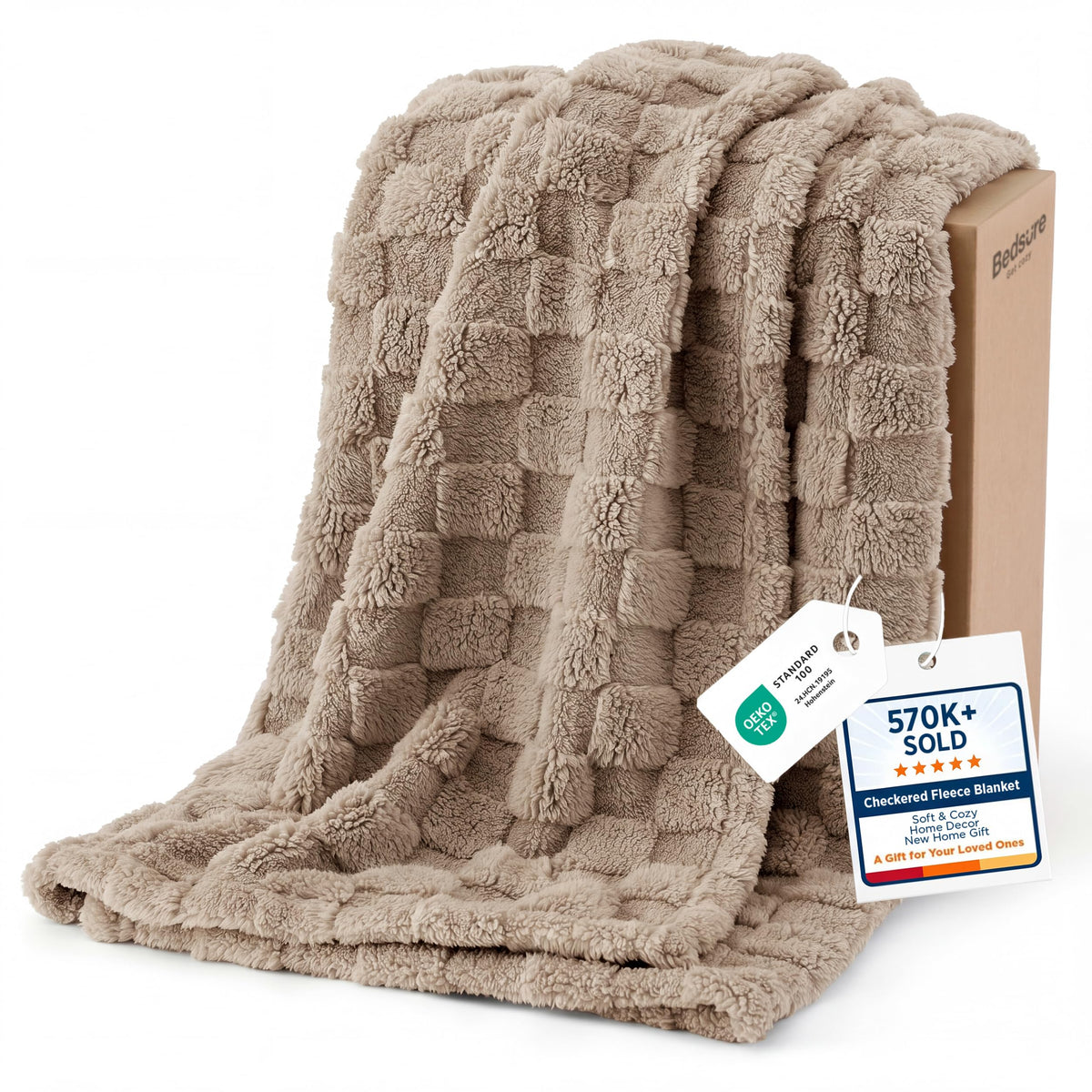 Bedsure Checkered Fleece Throw Blanket,Cute Home Decor,Sage Green,50"×60"