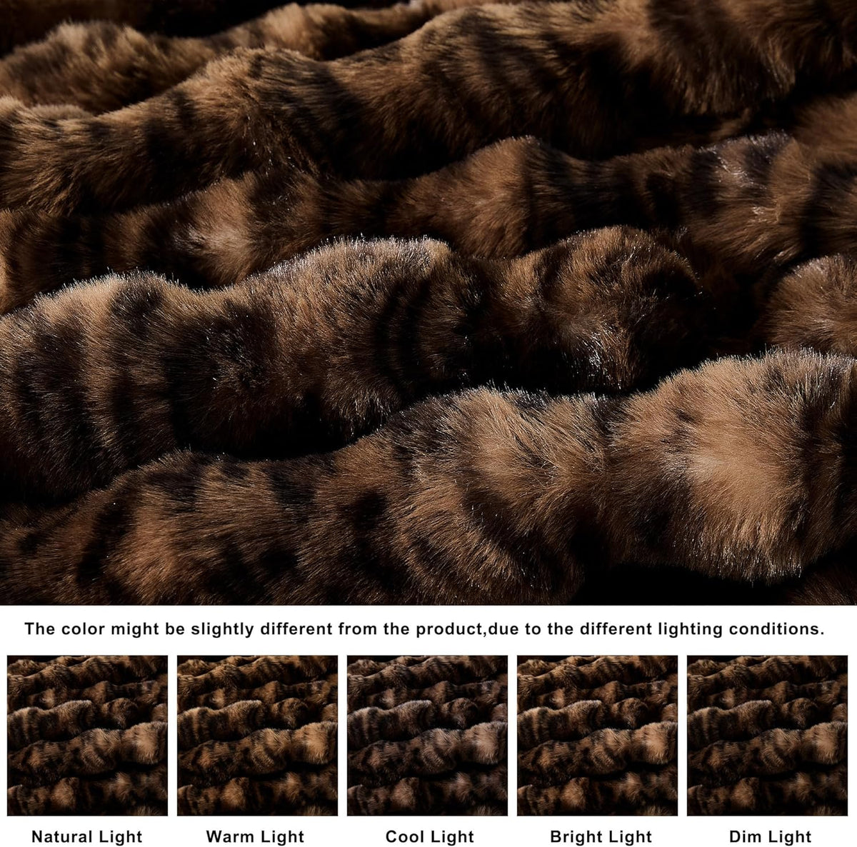 WDCOZY Cheetah Leopard Print Bubble Throw Blanket, Luxury Faux Rabbit Fur Mink Plush Throw for Couch, Sofa and Bed, Soft Fluffy Fuzzy Cozy Blanket for Women, 50x60 inches, Chocolate Brown, 950 GSM