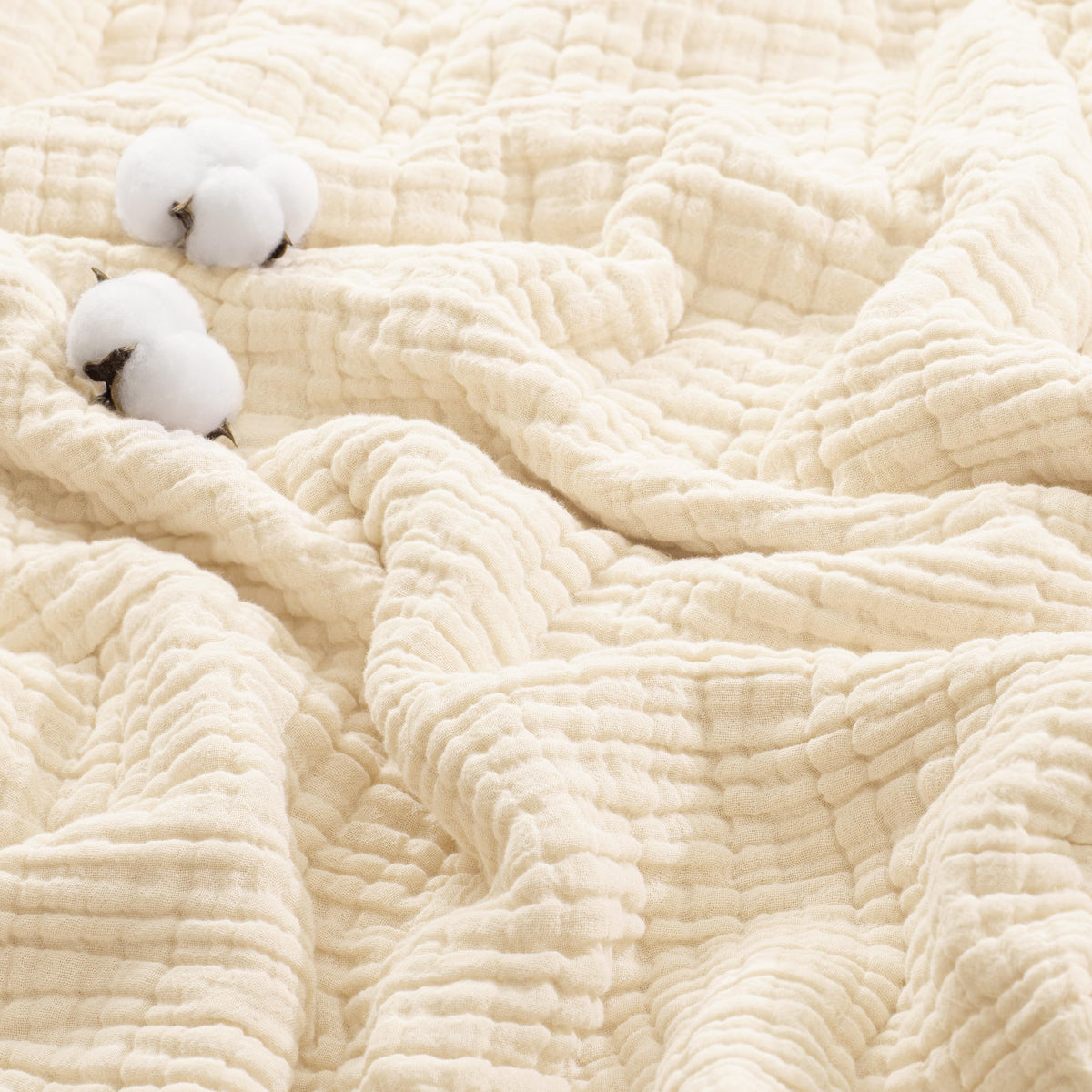 Exclusivo Mezcla 100% Cotton 6-Layer Muslin Throw Blanket, Khaki