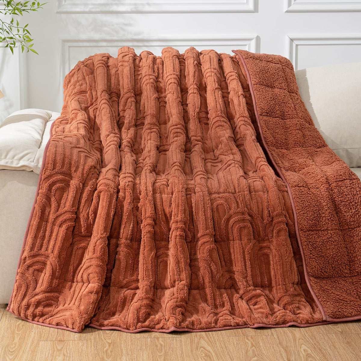 Cottonblue Pink Weighted Blanket Queen Size 15lbs for Adults 60x80in Soft