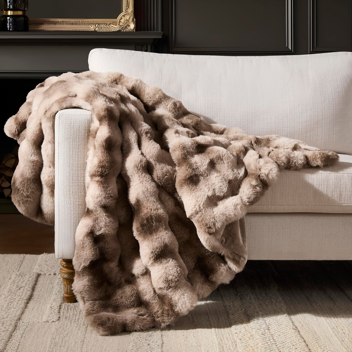 WDCOZY Cheetah Leopard Print Bubble Throw Blanket, Luxury Faux Rabbit Fur Mink Plush Throw for Couch, Sofa and Bed, Soft Fluffy Fuzzy Cozy Blanket for Women, 50x60 inches, Chocolate Brown, 950 GSM