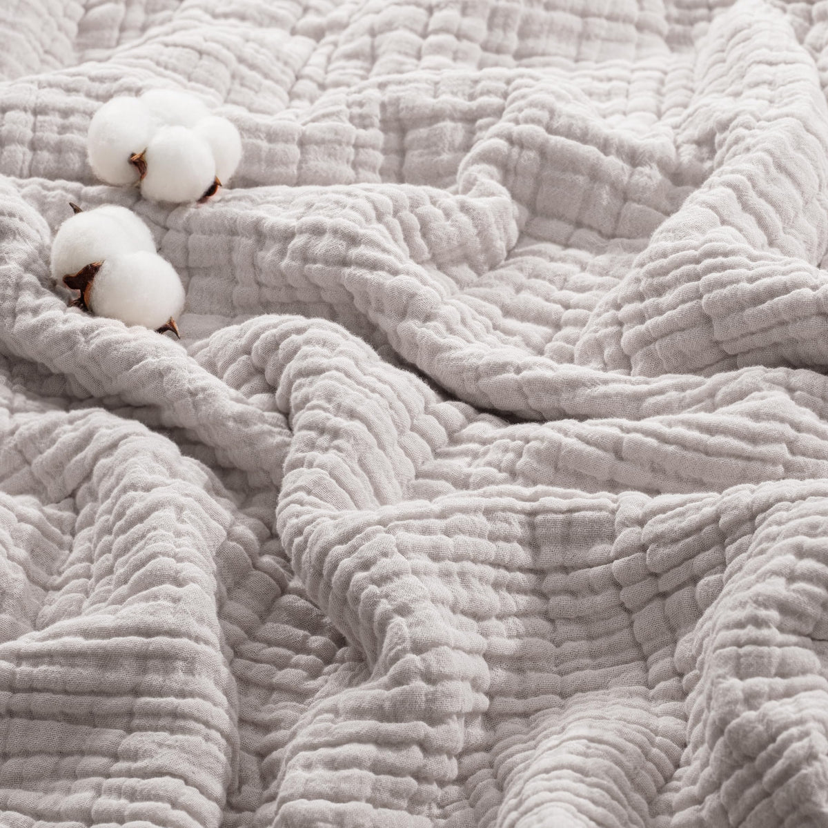 Exclusivo Mezcla 100% Cotton 6-Layer Muslin Throw Blanket, Khaki