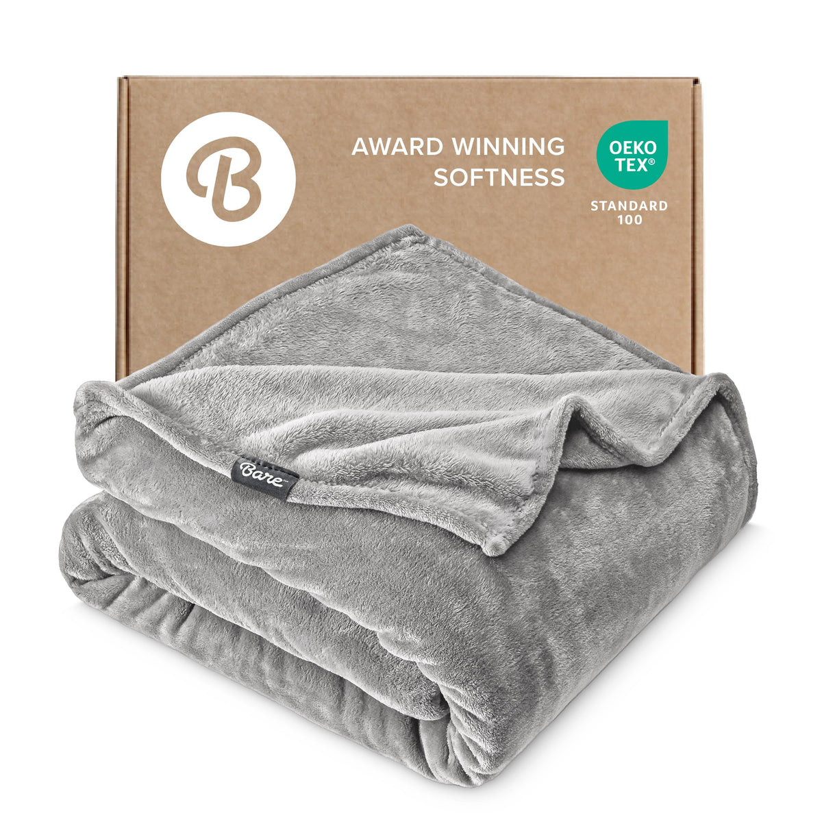 Bare Home Fleece Blanket Luxury Microplush (Full/Queen, Grey)