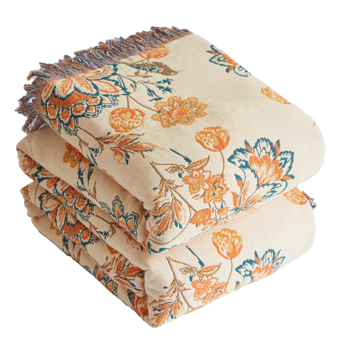 Boho Throw Blanket for Bed 50”x60”, 100% Cotton Blanket for Couch Sofa