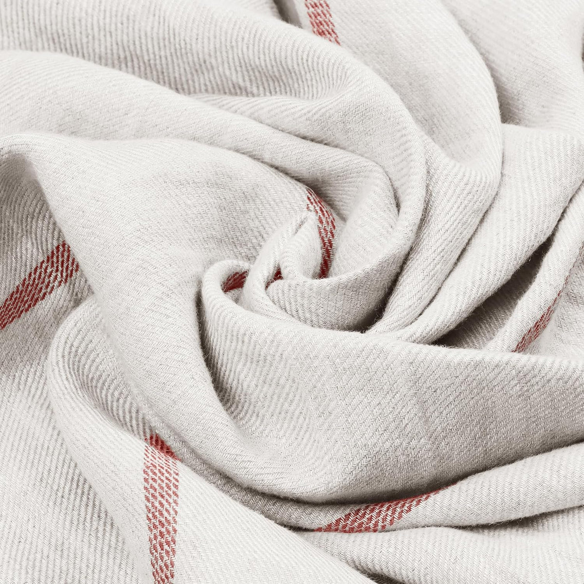 Eden 100% Linen Blanket – Premium European Woven Throw – Extra Large 45x78 in – Multi-Purpose Beach Towel, Sofa Throw, Summer Blanket – Lightweight, Softened, Striped – Made in Europe (Ecru/Brown)