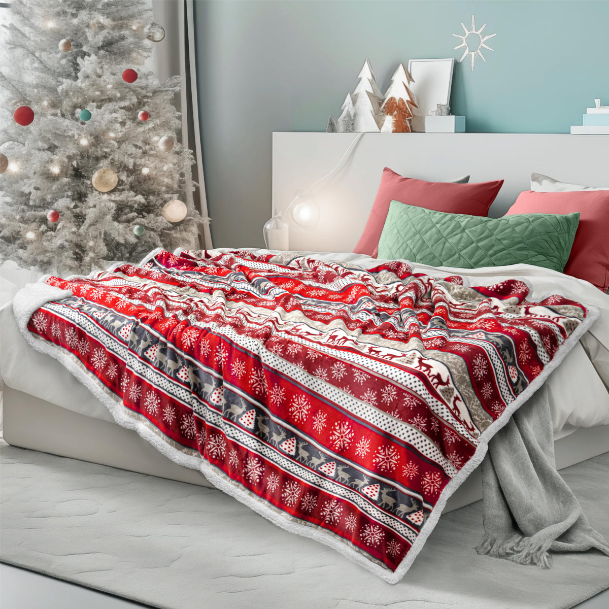 PAVILIA Twin Plaid Sherpa Throw Blanket for Couch Sofa Bed, Taupe, 60x80