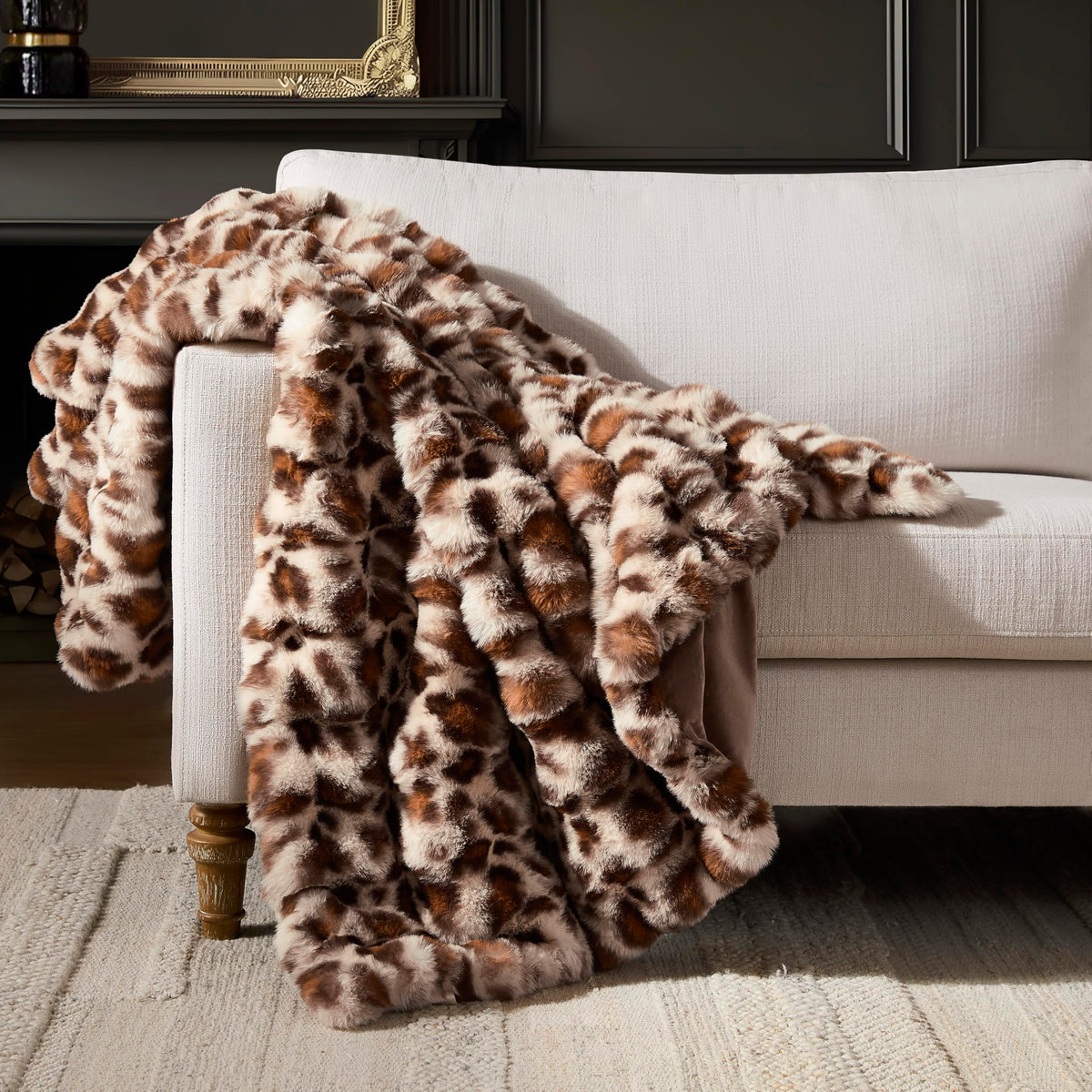 WDCOZY Cheetah Leopard Print Bubble Throw Blanket, Luxury Faux Rabbit Fur Mink Plush Throw for Couch, Sofa and Bed, Soft Fluffy Fuzzy Cozy Blanket for Women, 50x60 inches, Chocolate Brown, 950 GSM