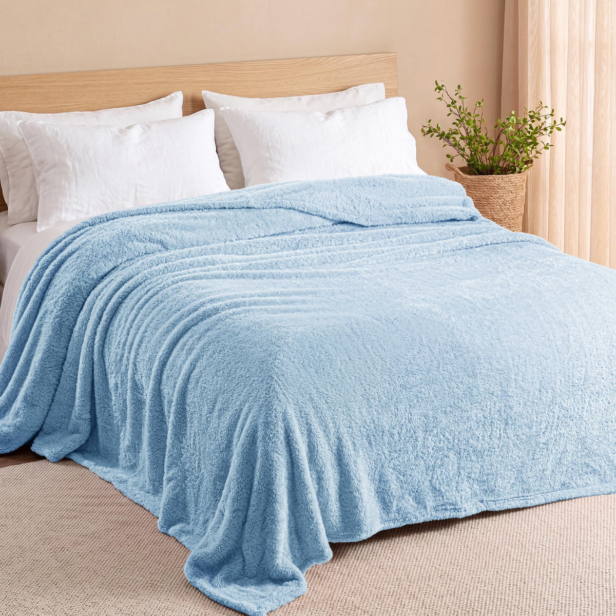 Exclusivo Mezcla Fuzzy Large Fleece Throw Blanket for Couch, Dusty Pink