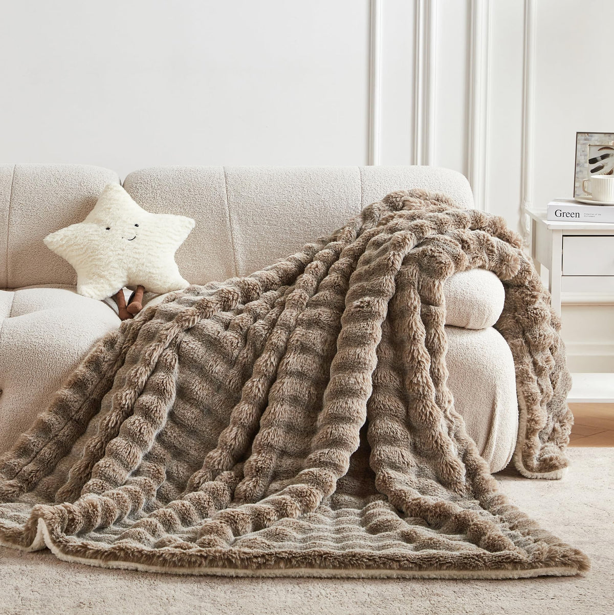 50"x60" Ultra-Soft Fuzzy Faux Fur Throw Blanket, Brown Tie Dye