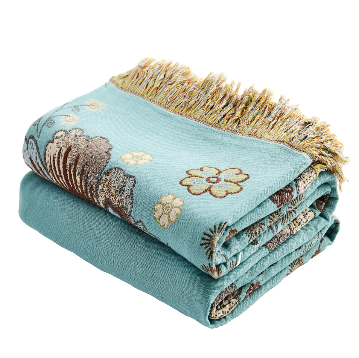 VANJOROY Boho Throw Blanket, 100% Organic Cotton 50x60 for Couch Bed, Beige