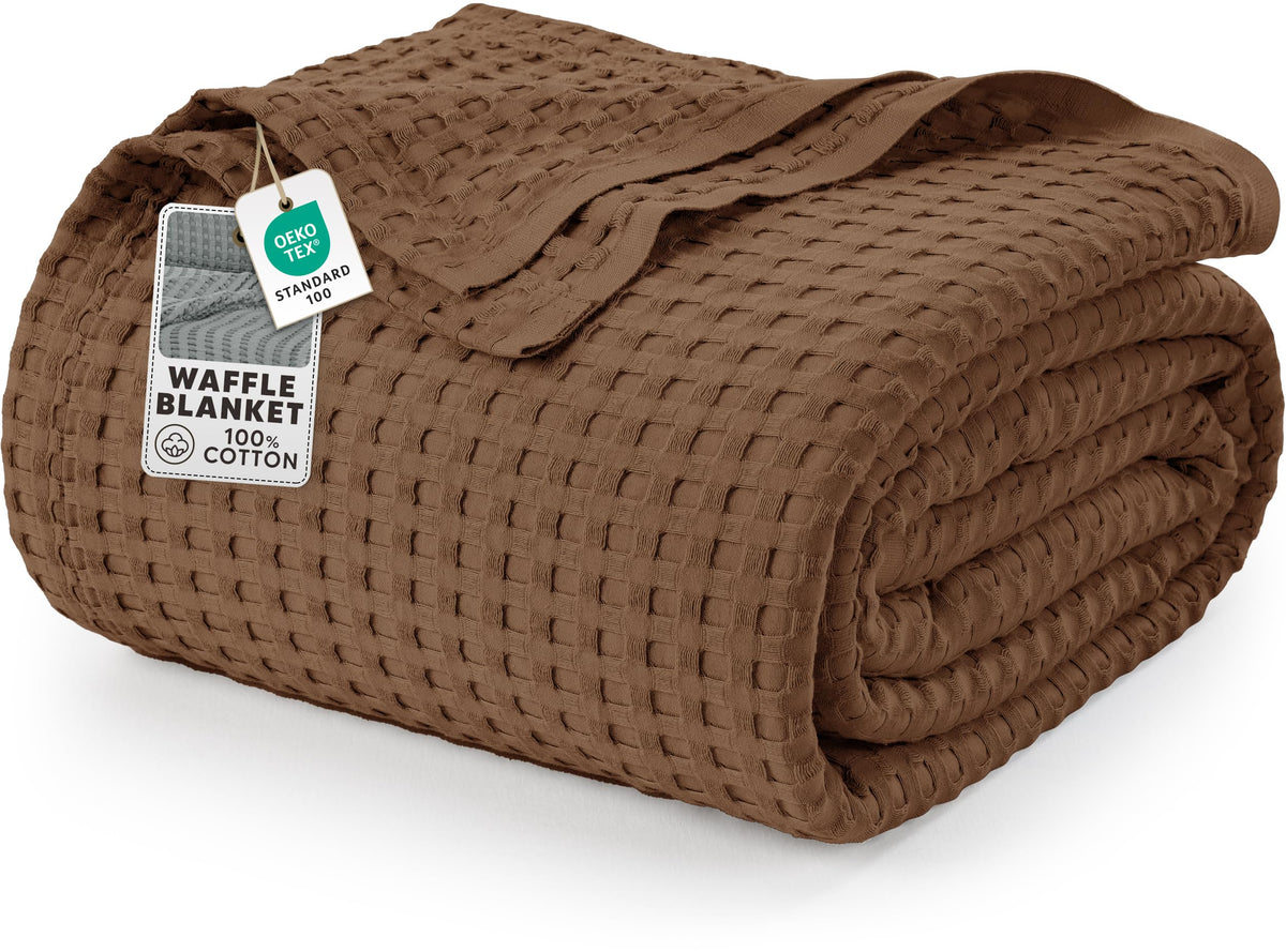 Utopia Bedding 100% Cotton Waffle Blanket Queen Size White, 90x90 Inch