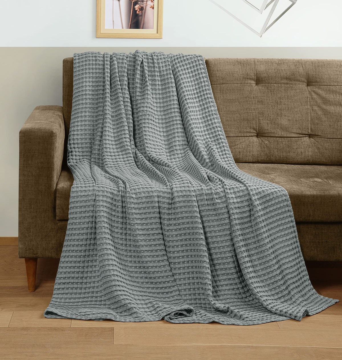 Utopia Bedding 100% Cotton Waffle Blanket Queen Size White, 90x90 Inch