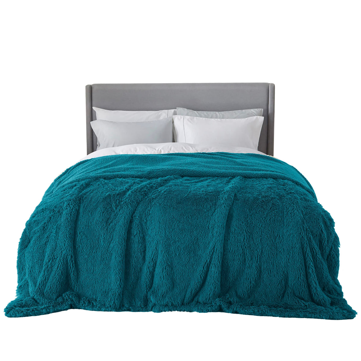 Bedsure Faux Fur Fluffy Fleece Sherpa Blanket Couch Throw Grey 50"x60"