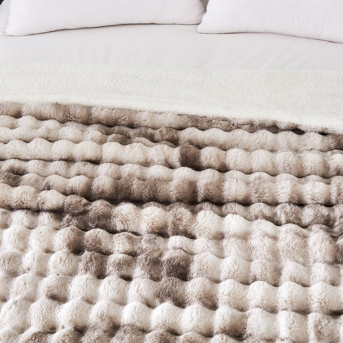 50"x60" Ultra-Soft Fuzzy Faux Fur Throw Blanket, Brown Tie Dye